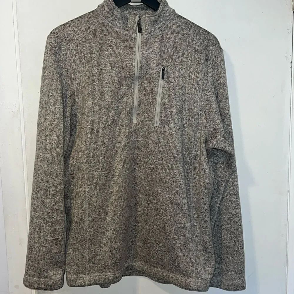 WOOLRICH Heather Gray 1/4 Zip Fleece Pullover Sweater-L